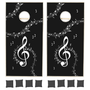 Climactic G Clef Music Black Cornhole Set