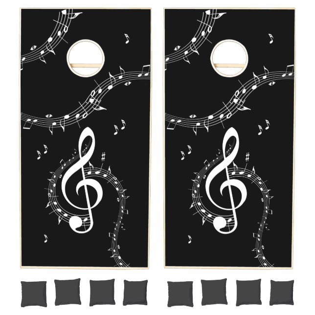 Climactic G Clef Music Black Cornhole Set (Set)