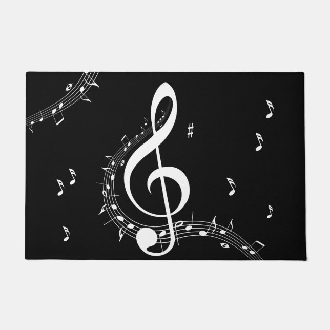 Climactic G Clef Music Black Doormat (Front)