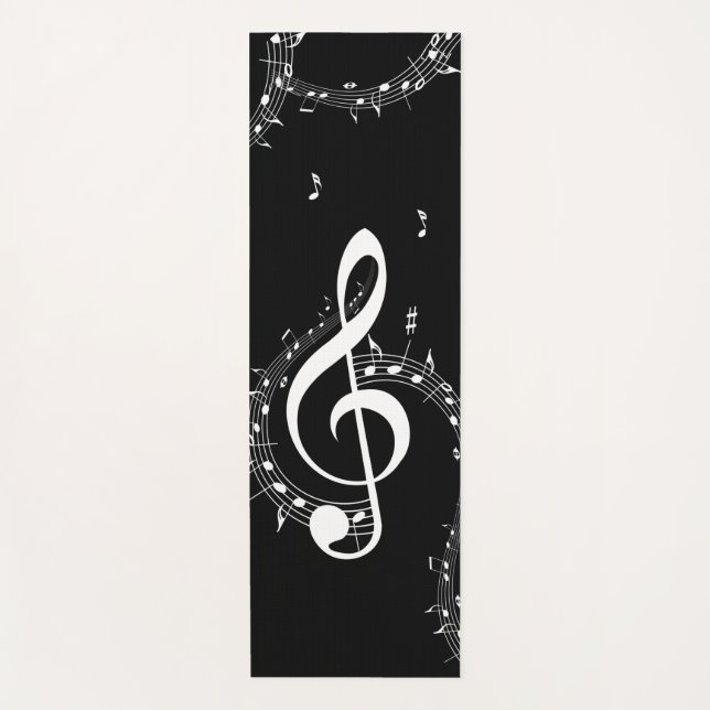 Climactic G Clef Music Black Double Sided Yoga Mat (Front)