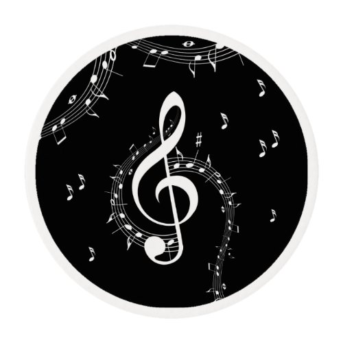 Climactic G Clef Music Black Edible Frosting Rounds