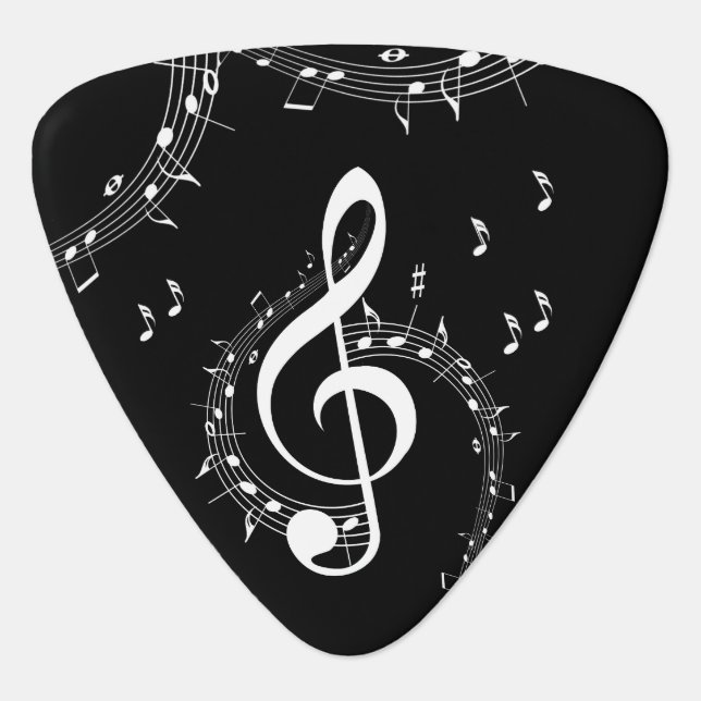 Climactic G Clef Music Black Guitar Pick (Front)