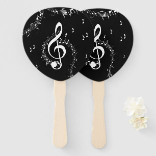Climactic G Clef Music Black Hand Fan