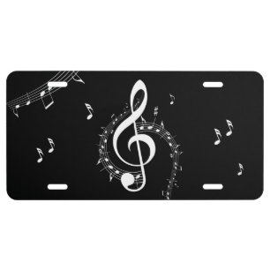 Climactic G Clef Music Black License Plate
