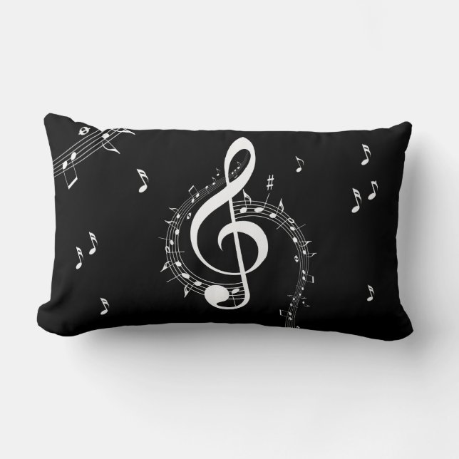 Climactic G Clef Music Black Lumbar Pillow (Front)