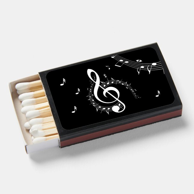 Climactic G Clef Music Black Matchboxes (Front Open)