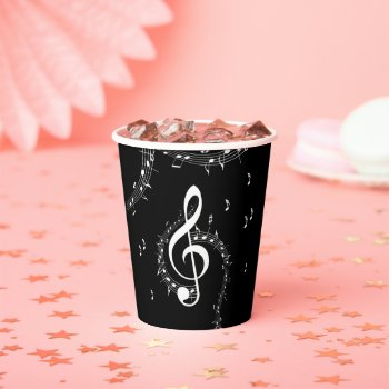 Climactic G Clef Music Black Paper Cups by LwoodMusic at Zazzle