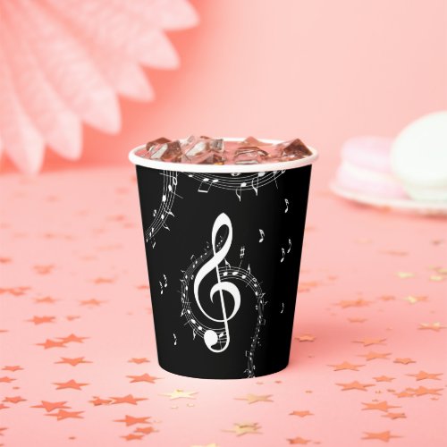 Climactic G Clef Music Black Paper Cups