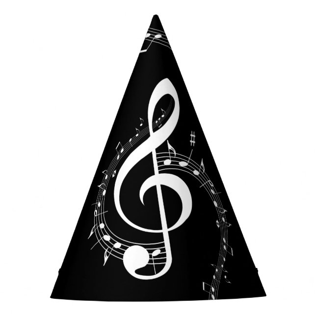 Climactic G Clef Music Black Party Hat (Front)