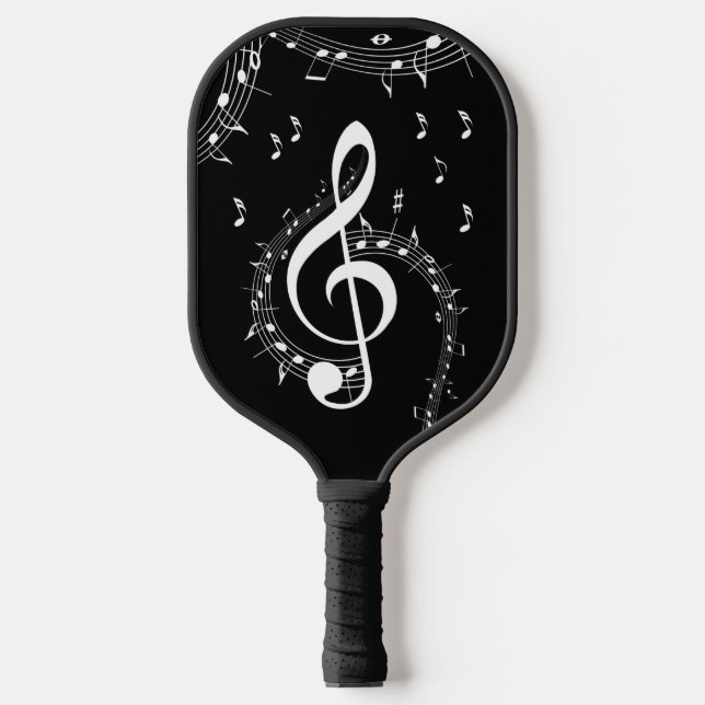Climactic G Clef Music Black Pickleball Paddle (Front)