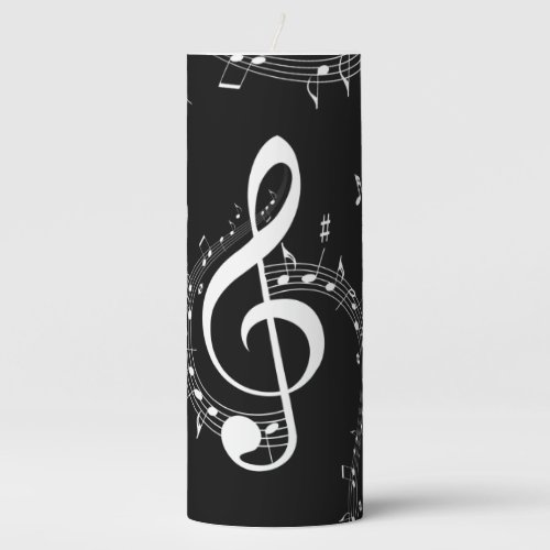 Climactic G Clef Music Black Pillar Candle