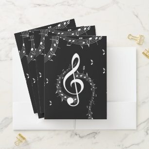 Climactic G Clef Music Black Pocket Folder
