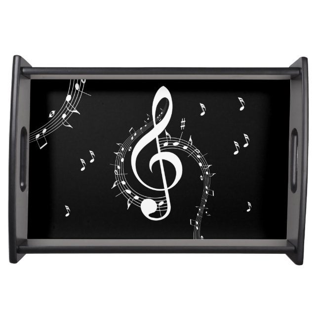 Climactic G Clef Music Black Serving Tray (Front)