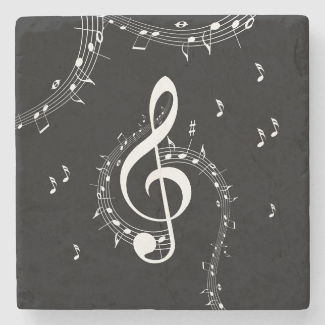 Climactic G Clef Music Black Stone Coaster (Front)
