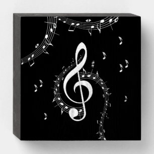 Climactic G Clef Music Black Wooden Box Sign