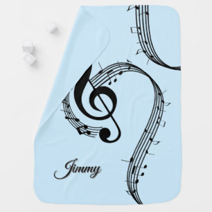 Climactic G Clef Music Blue Baby Blanket