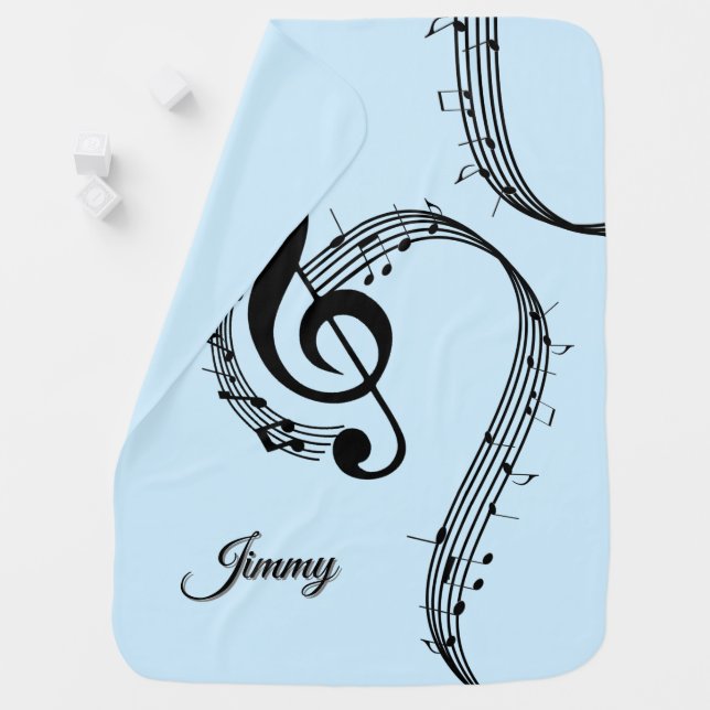 Climactic G Clef Music Blue Baby Blanket (In Situ)
