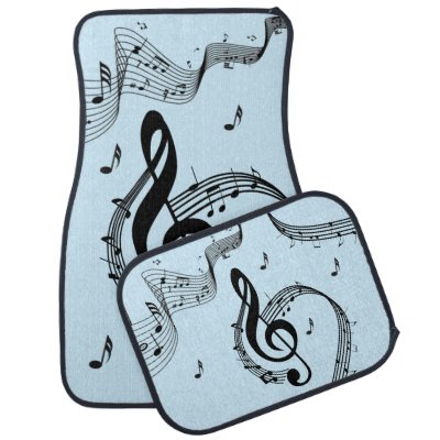 Climactic G Clef Music Blue Car Floor Mat