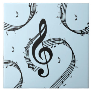 Climactic G Clef Music Blue Ceramic Tile