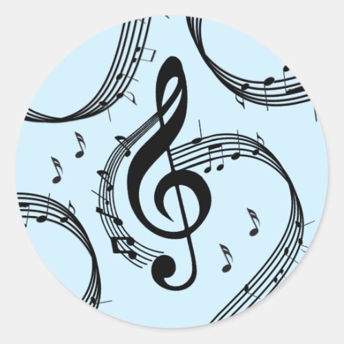 Climactic G Clef Music Blue Classic Round Sticker