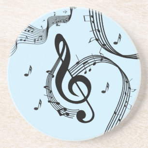 Climactic G Clef Music Blue Coaster