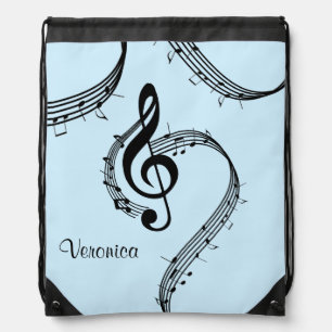 Climactic G Clef Music Blue Drawstring Bag
