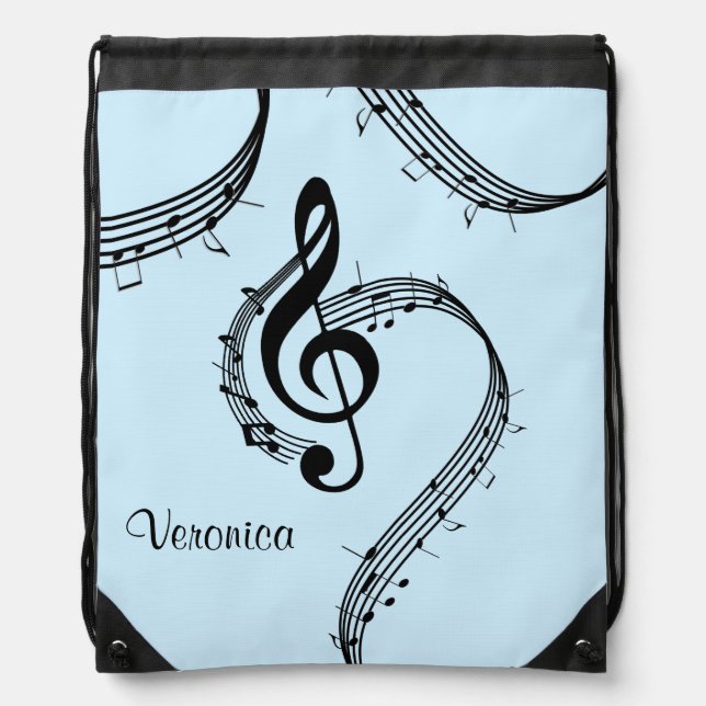 Climactic G Clef Music Blue Drawstring Bag (Front)