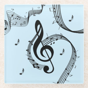 Climactic G Clef Music Blue Glass Coaster