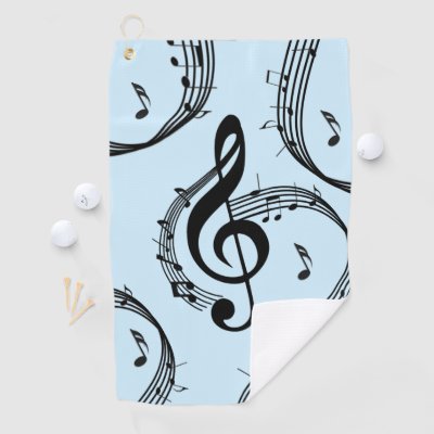 Climactic G Clef Music Blue Golf Towel