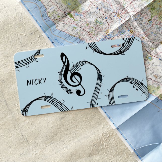 Climactic G Clef Music Blue License Plate (In Situ)