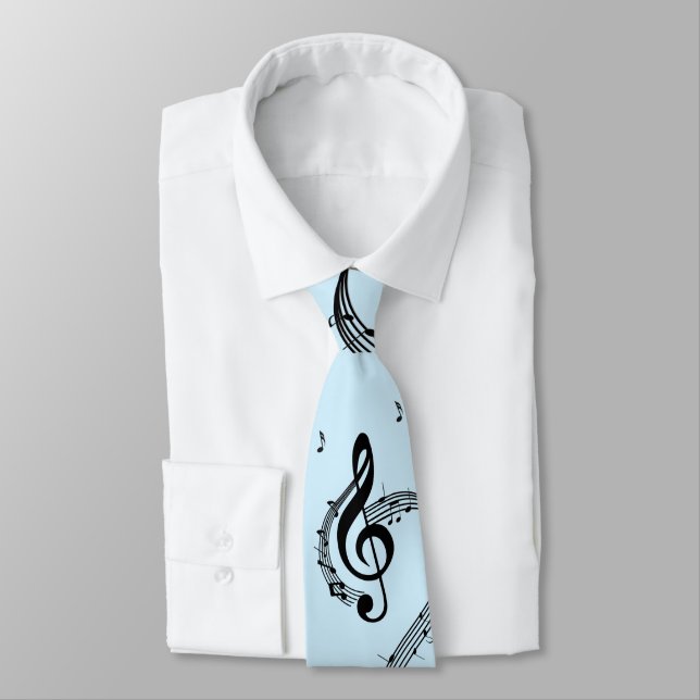 Climactic G Clef Music Blue Neck Tie (Tied)