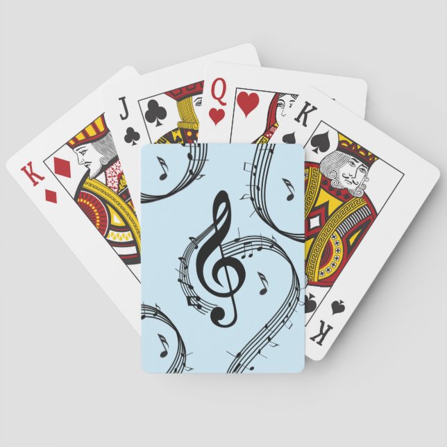 Climactic G Clef Music Blue Poker Cards (Back)