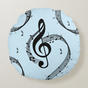 Climactic G Clef Music Blue Round Pillow