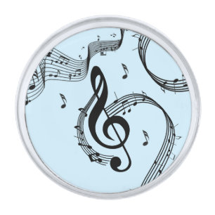 Climactic G Clef Music Blue Silver Finish Lapel Pin