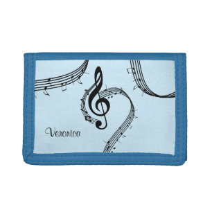 Climactic G Clef Music Blue Trifold Wallet