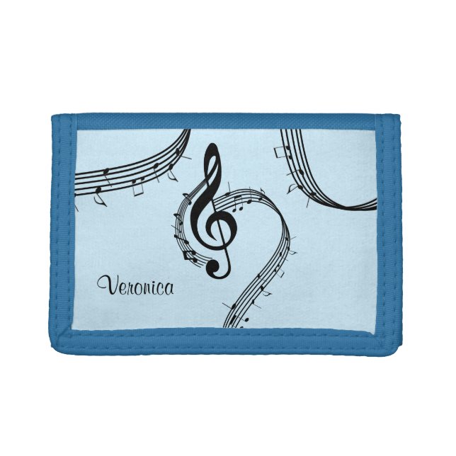 Climactic G Clef Music Blue Trifold Wallet (Front)
