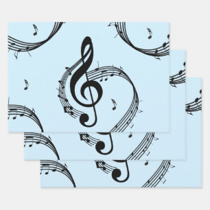 Climactic G Clef Music Blue Wrapping Paper Sheets