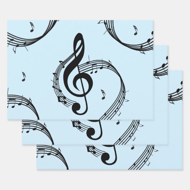 Climactic G Clef Music Blue Wrapping Paper Sheets (Set)