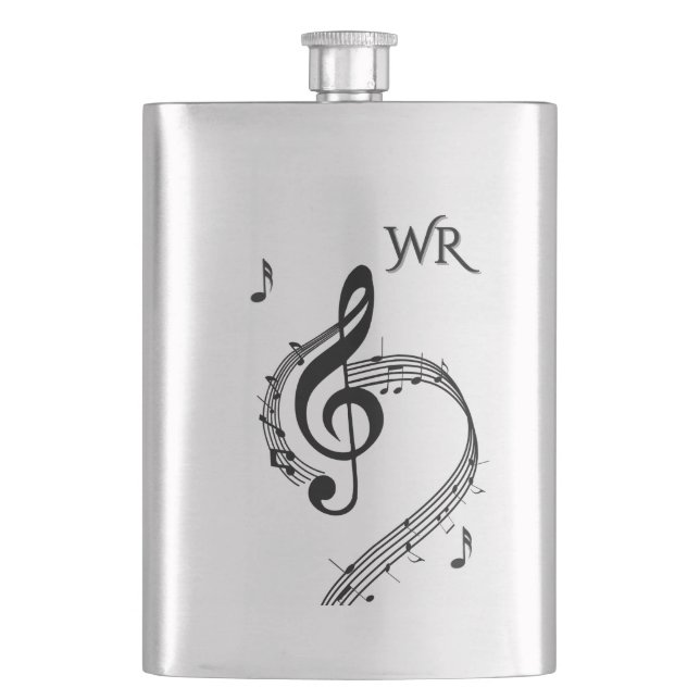 Climactic G Clef Music Monogram Flask (Front)