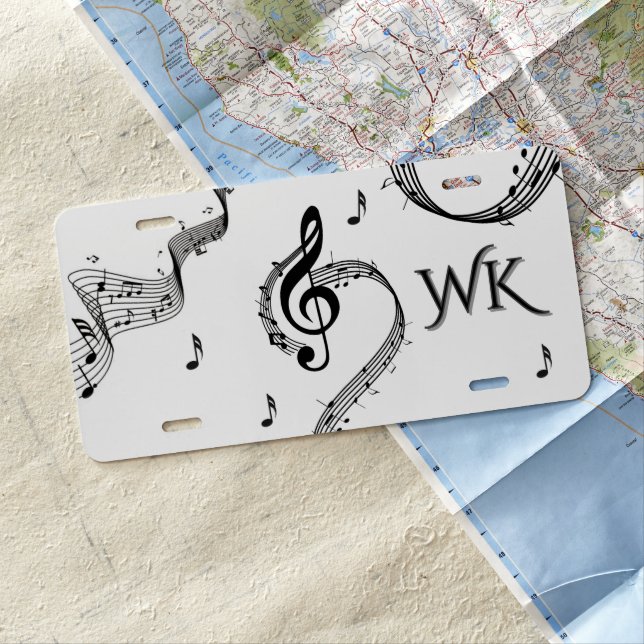 Climactic G Clef Music Monogram License Plate (In Situ)