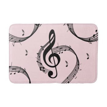 Climactic G Clef Music Pink Bath Mat by LwoodMusic at Zazzle