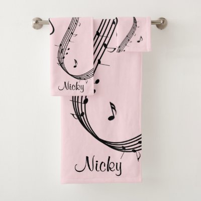 Climactic G Clef Music Pink Bath Towel Set