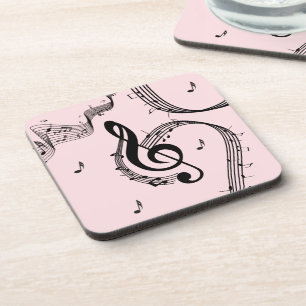 Climactic G Clef Music Pink Beverage Coaster