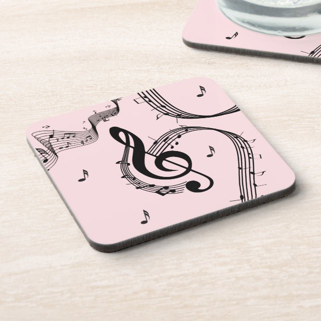 Climactic G Clef Music Pink Beverage Coaster (Left Side)