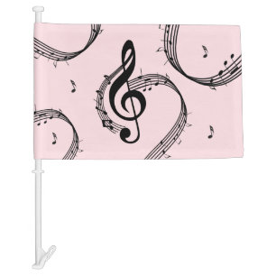 Climactic G Clef Music Pink Car Flag