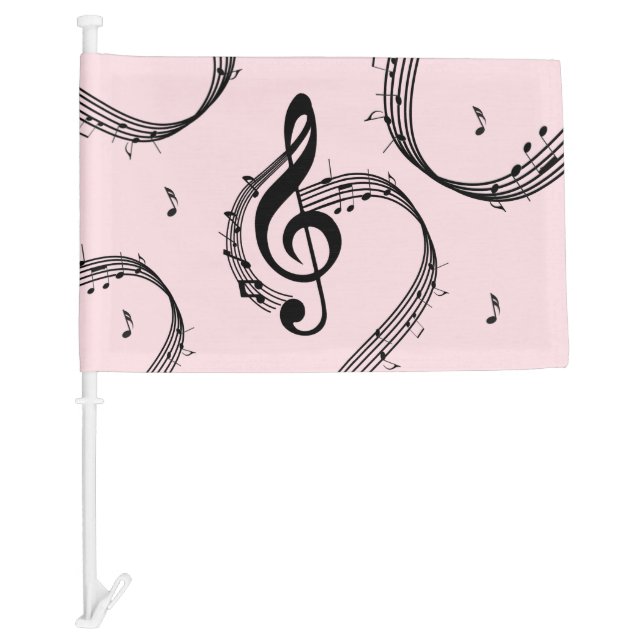 Climactic G Clef Music Pink Car Flag (Front)