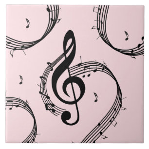 Climactic G Clef Music Pink Ceramic Tile