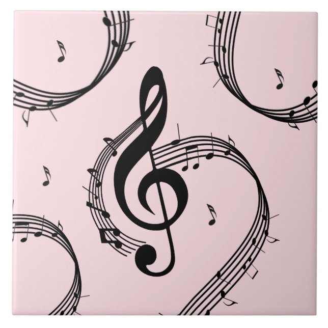 Climactic G Clef Music Pink Ceramic Tile (Front)