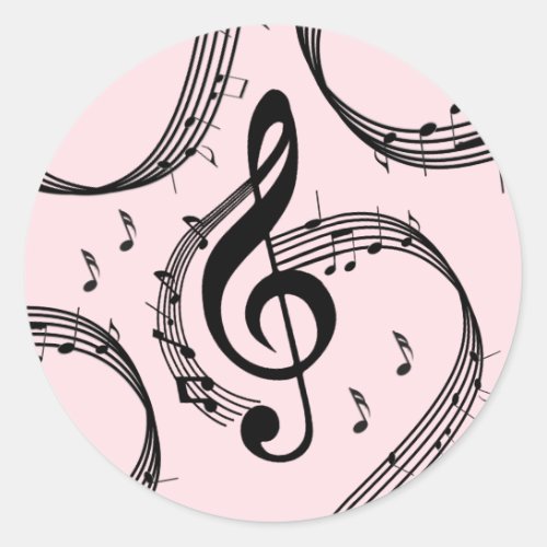 Climactic G Clef Music Pink Classic Round Sticker