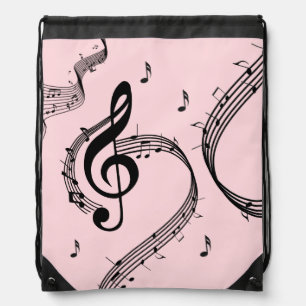 Climactic G Clef Music Pink Drawstring Bag
